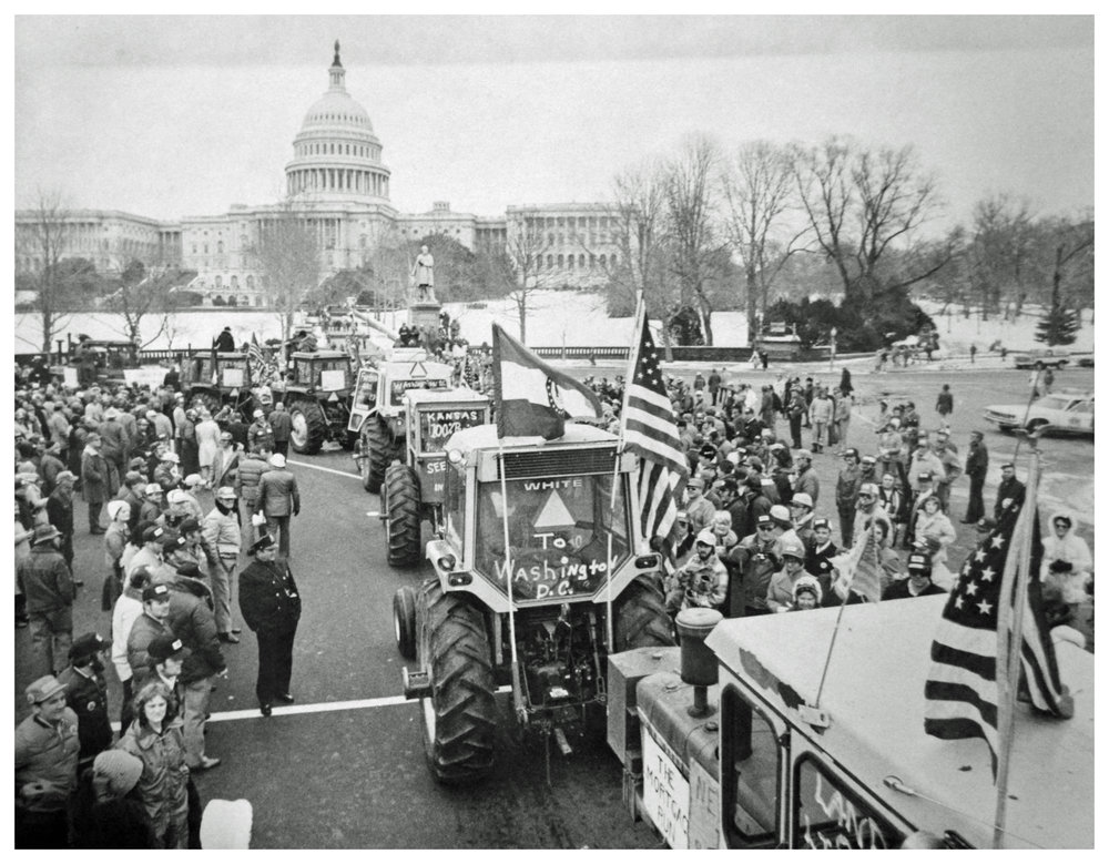 Farmers’ tractorcade protest on Washington, D.C., in 1978. Photo via D.C. Public Library Washington Star Collection