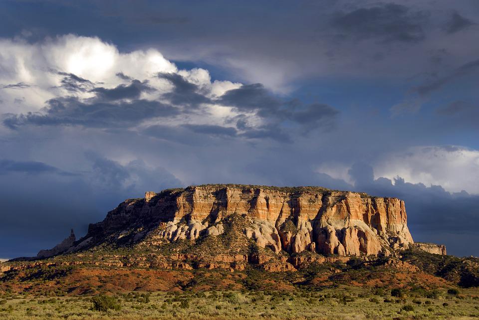 Desert, Mesa, New Mexico, Us, Stormy, Landscape, Travel
