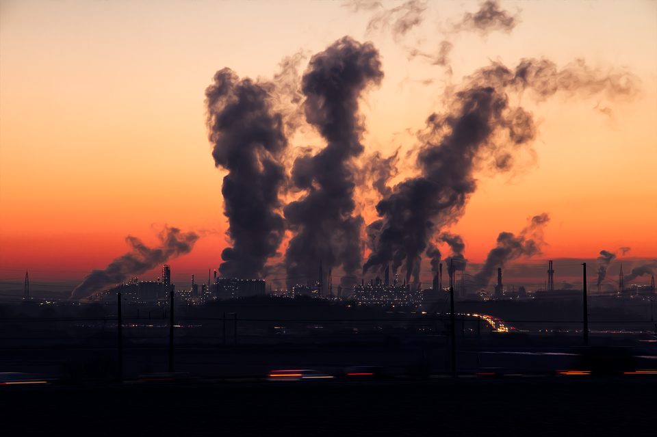 Industry, Sunset, Pollution, Dusk, Twilight, Smoke